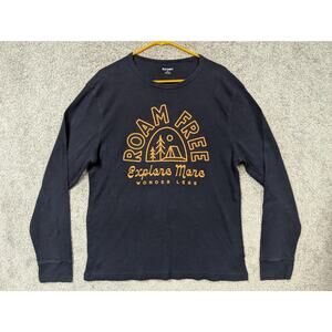 Old Navy Thermal Shirt Size XL Roam Free Explore More Wonder Less Waffle Knit